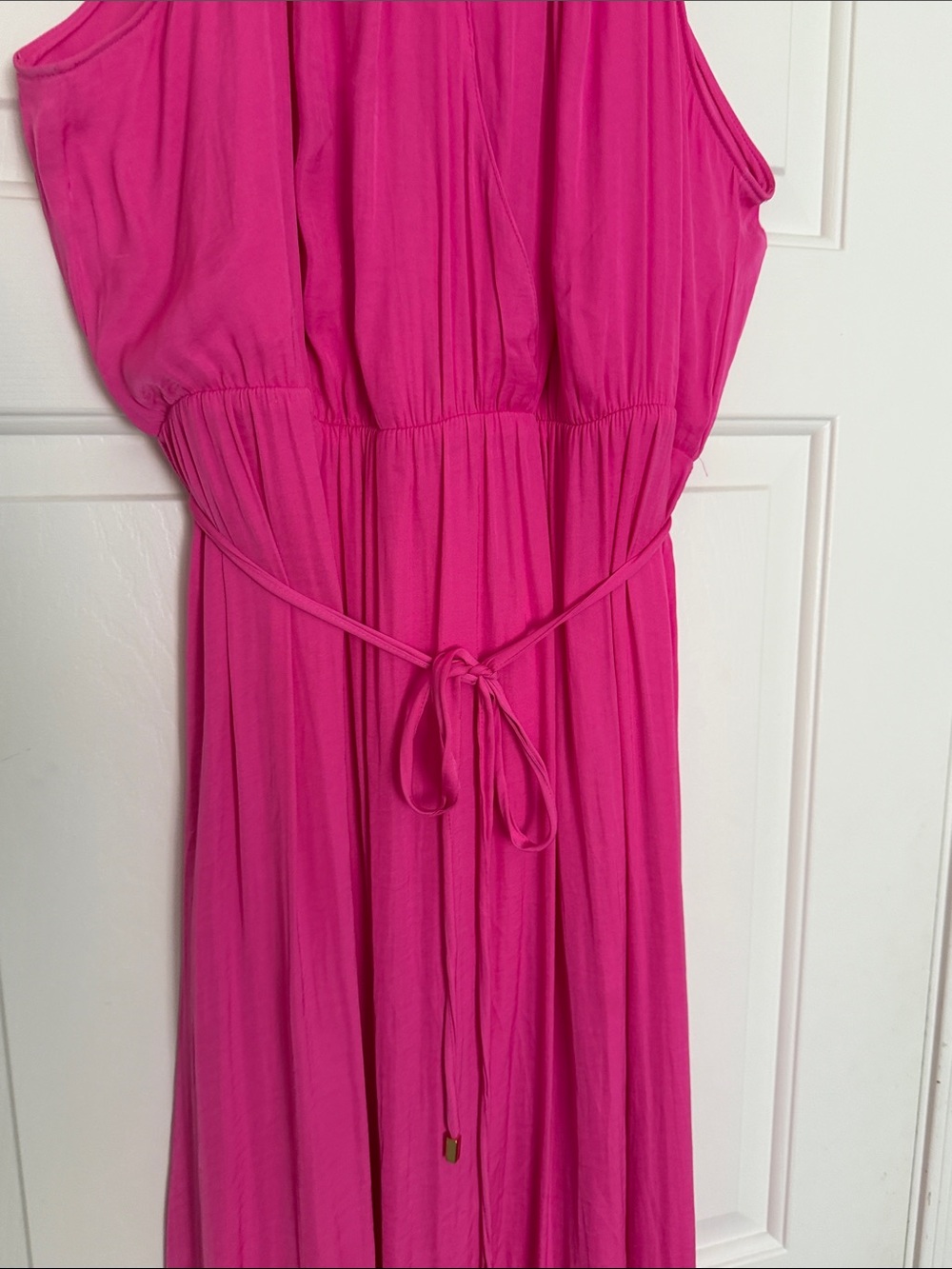 Jennifer Lopez Sleeveless Hot Pink Maxi Dress, size XL. NWOT perfect cute belt. - Picture 9 of 12